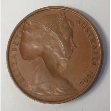 AUSTRALIA 1966 . TWO 2 CENTS COIN . MAJOR ERROR . PLANCHET FLAW